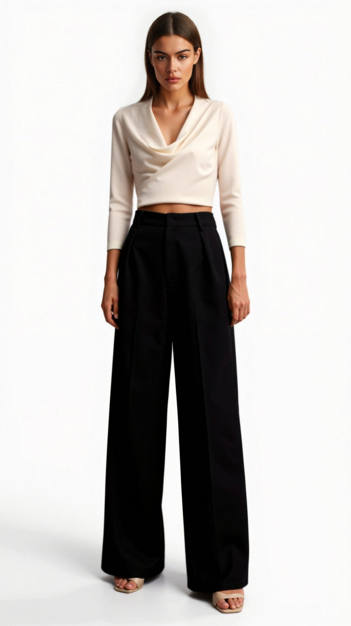 BRIONY - Elegant Wide-Leg High Waist Trousers