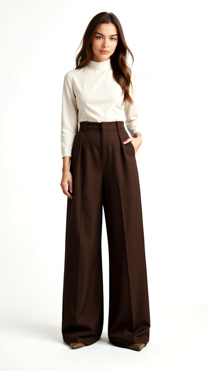 BRIONY - Elegant Wide-Leg High Waist Trousers