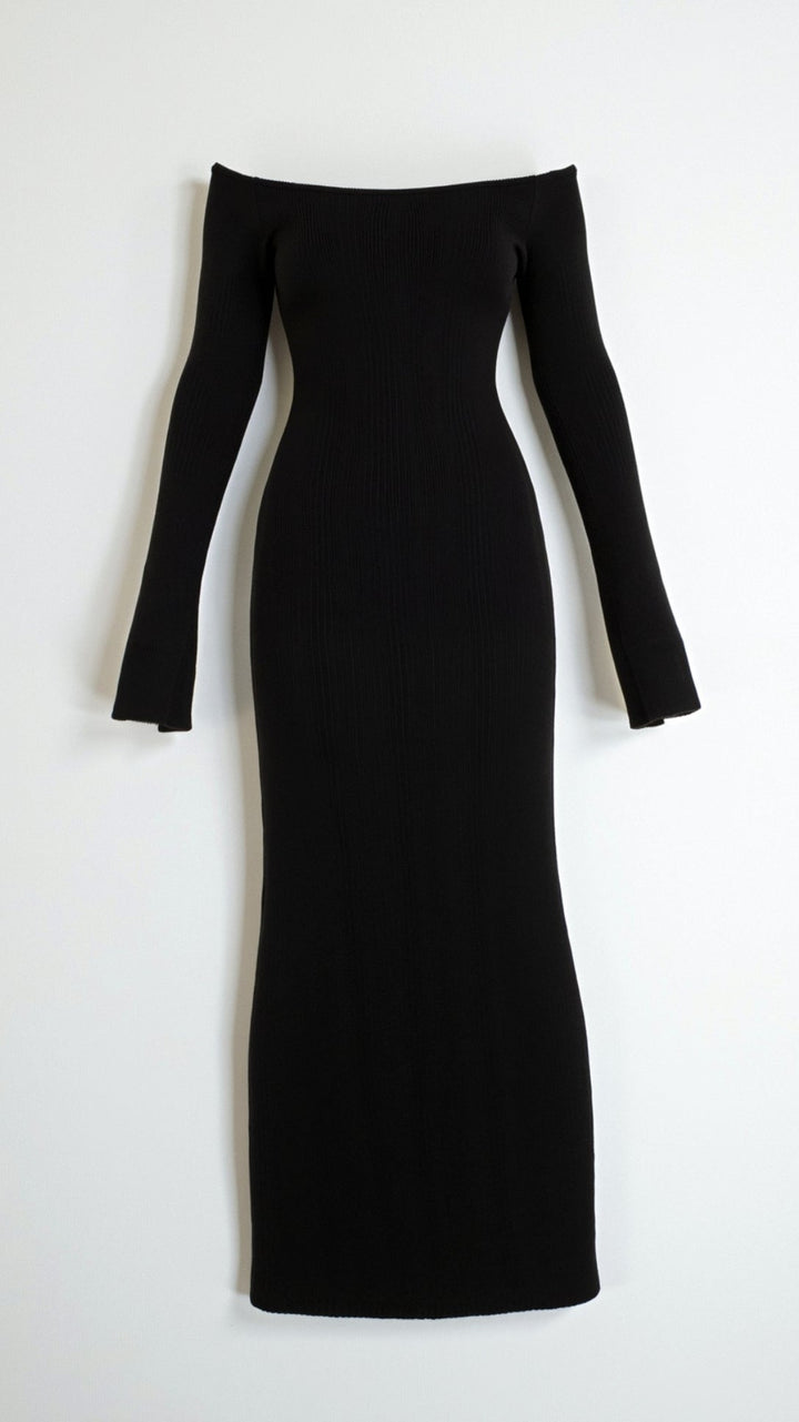 ELORA - Off-Shoulder Ribbed Maxi Dress