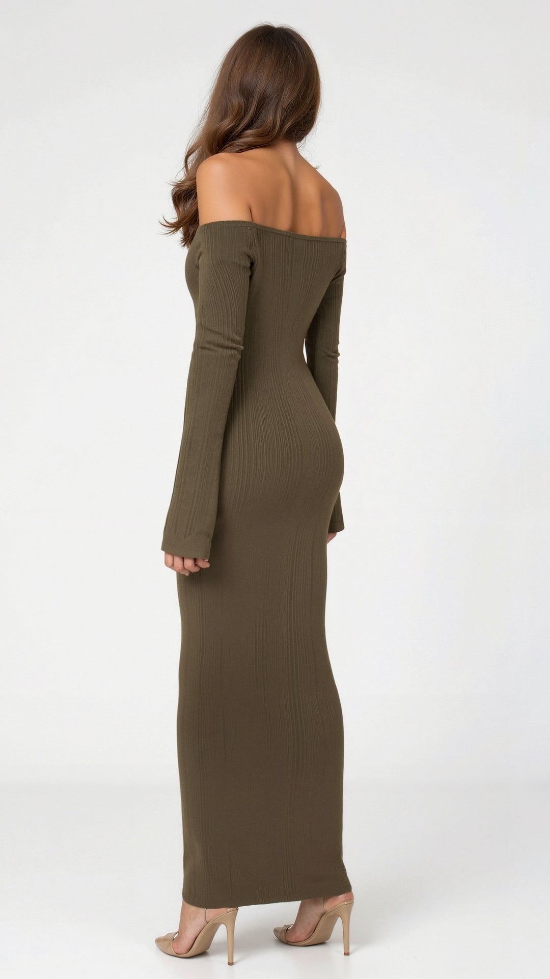 ELORA - Off-Shoulder Ribbed Maxi Dress