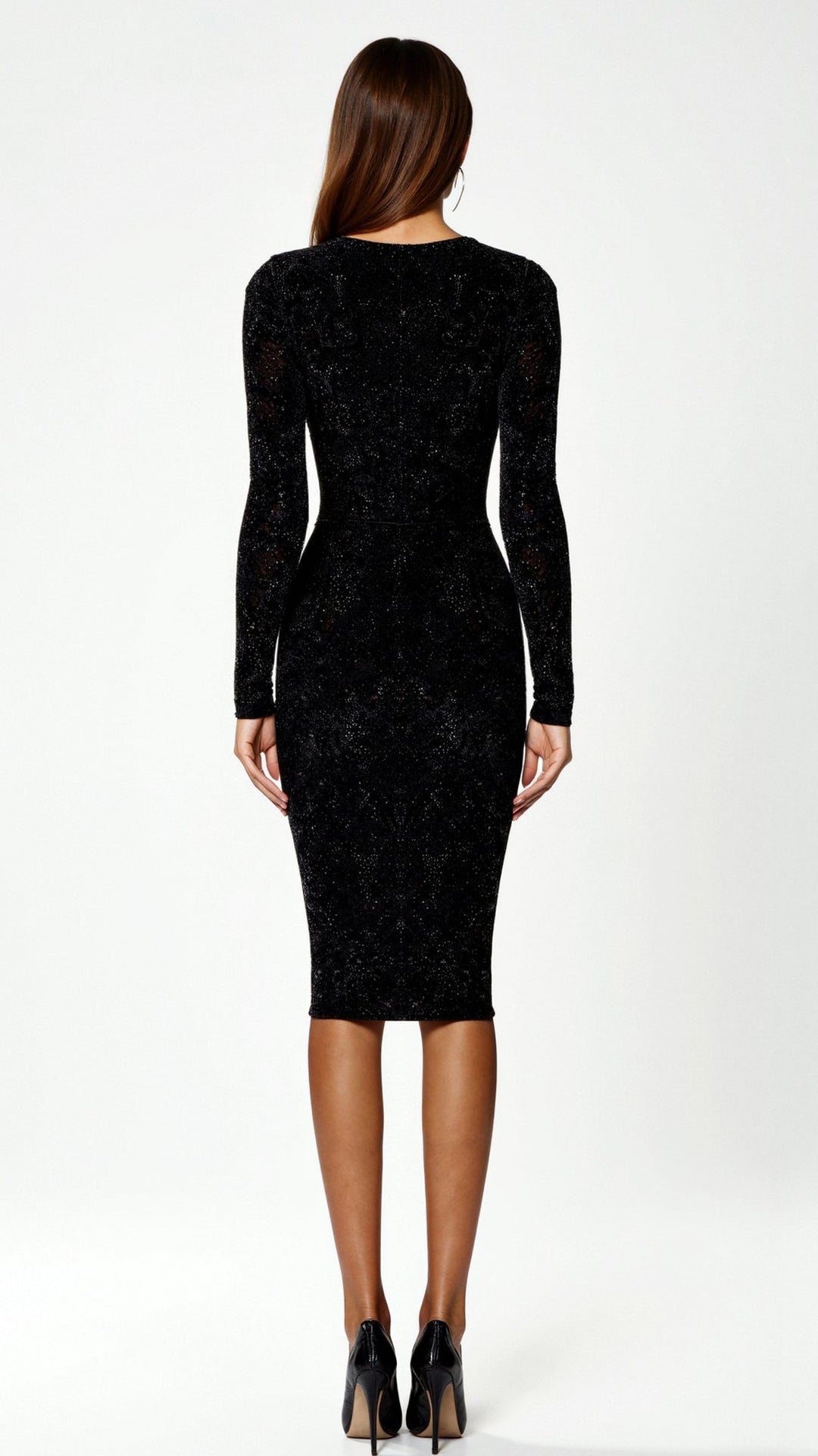 BAKER - Sparkle Long-Sleeve Bodycon Midi Dress